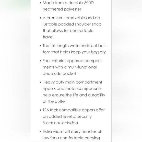 Swiss Tech 28" Excursion Travel Duffel Bag- Black - Picture 10 of 13